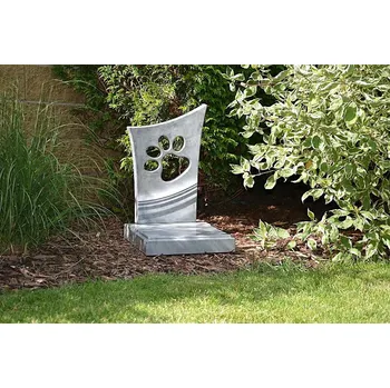 Smuteční dekorace Náhrobek s podstavcem - Bílo-černá Tlapka - Pomník pro psa či kočku