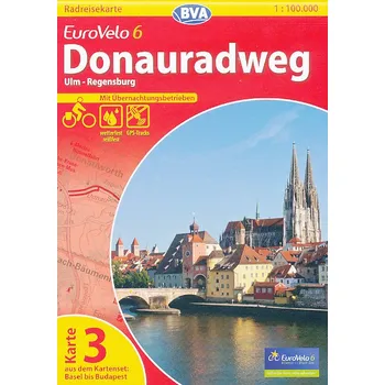 ADFC cyklomapa Donauradweg Ulm-Regensburg (č.3) 1:100 t. Eurovelo 6
