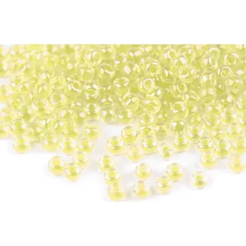 Dětské navlékací korálky Rokajl 8/0 - 3 mm s průtahem, zářivé barvy, barva 2206 žlutá světlá