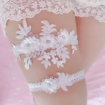 B-TOP DVOJITÝ SVATEBNÍ PODVAZEK - FLOWERS