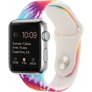 Řemínek na hodinky Silikonový řemínek s batikovaným vzorem pro Apple Watch Ultra 49mm / 46mm / 45mm / 44mm / 42mm - duha