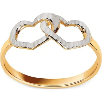 Prsten Dvoubarevný zlatý prsten srdíčka s gravírem IZ25930 + dárkové balení LUXUS zdarma