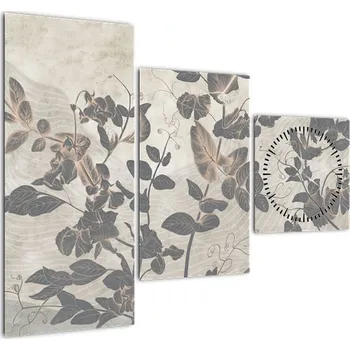 Obraz LuxusniObrazy.cz Obraz - Texturované listy (s hodinami)