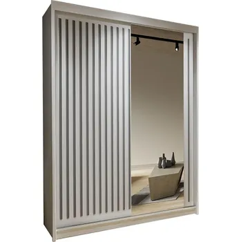 Šatní skříň Skříň Royal 150 bílý/lamely šedý