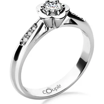 Prsten Couple, Květinový zásnubní prsten Rami, bílé zlato a zirkony, vel.: 54, ø17,2 mm, 6864250-0-54-1