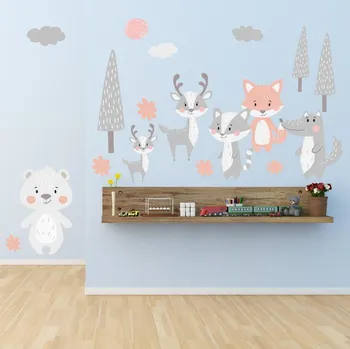 Samolepící dekorace LuxusniObrazy.cz Samolepky na zeď – Zvířátka v pastelových odstínech