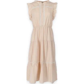 Dámské šaty Šaty letní bavlněné Lara L137 barva: béžová, velikost: M