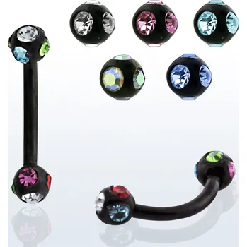 Piercing Piercingate Piercing do obočí POB00215 - Barva/Motiv: Vícebarevná, Kuličky: 3 mm, Průměr tyčky: 1,2 mm