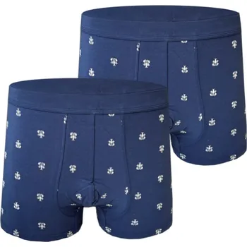 Boxerky PeSaiL Pánské bavlněné boxerky - Krevetová (balení/2 kusy) Barva: Modrá, Velikost: XXL