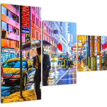 Obraz LuxusniObrazy.cz Obraz - Město v neonové záři (s hodinami)