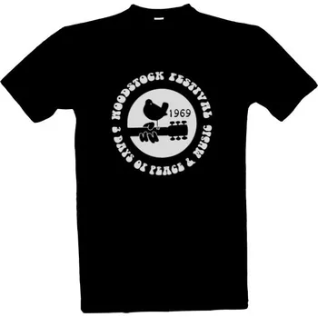 Pánská móda Tričko s potiskem Woodstock Hippies bile pánské