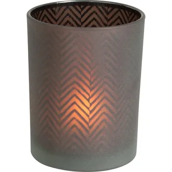 Svícen Hnědý skleněný svícen Chef M - 10*10*12,5 cm