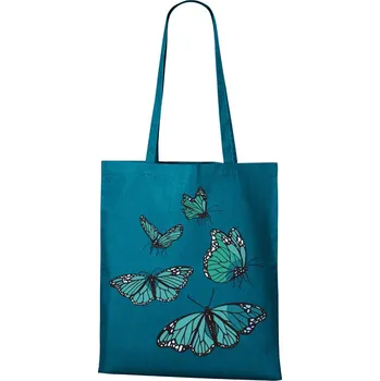 Plátěná taška Motýli, Barva Petrolejová, Velikost 40×45 cm, Canvas Nákupní taška Bezvatriko.cz 1209 - DTF/DTG