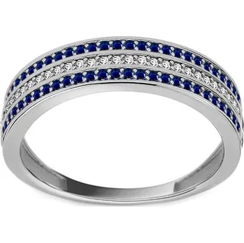 Prsten Prsten z bílého zlata se simulovaným safírem a čirými zirkony IZ26815A + dárkové balení LUXUS zdarma