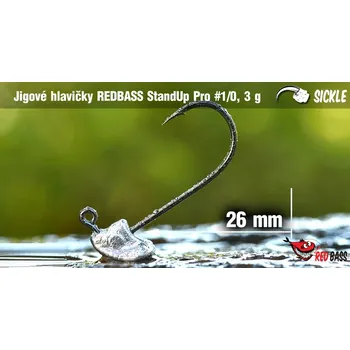Rybářský háček Red Bass - Neváznoucí jigová hlavička StandUp Pro Sickle 3g / vel. 1/0