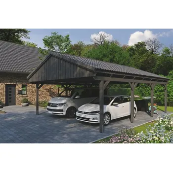 Přístřešek na auto Přístřešek na auto SKAN HOLZ Fichtelberg dvojitý 618 x 808 cm břidlicově šedý