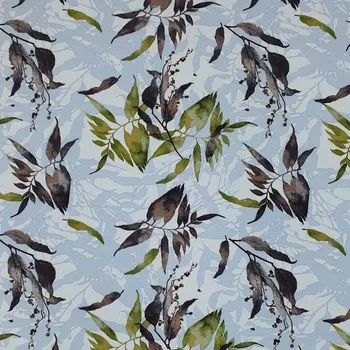 Šatovka N5804 světle modrá, modré a zelené listy, š.150