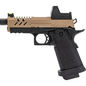 Airsoftová zbraň Vorsk Airsoftová pistole Hi-Capa 3.8 PRO s kolimátorem, GBB - TAN závěr
