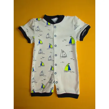 Kojenecký overall Arex, ČR Letní overal krátký rukáv potisk Barva: smetanová+tmavěmodrá, Velikost: 80