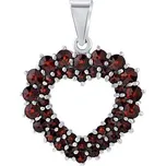 Luxusní stříbrný přívěsek SRDCE s pravými granáty SILVEGOB180011