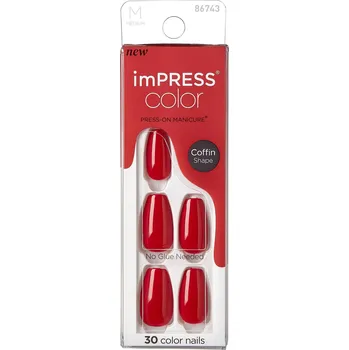 Umělé nehty KISS imPRESS Color MC Reddy or Not Nails 30 ks