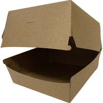 Jednorázové nádobí Burger box IQ KRAFT 13,5x13,5x10cm (tuková bariéra) - balík (50 ks)