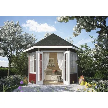 Zahradní domek Zahradní altán SKAN HOLZ Almelo dřevěný uzavřený 350 x 303 cm švédská červená