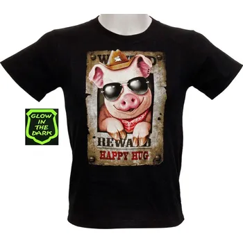 Chlapecké tričko detske_svitici_tricko_potisk_glow_dark_zlobive_prasatko velikost: 128 - šířka 34 cm, délka 51 cm