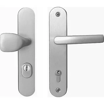 Dveřní kování BK A1/90 klika + madlo s překrytím, na vložku, Al F1 (stříbrný e