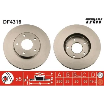 Brzdový kotouč Brzdový kotouč TRW DF4316