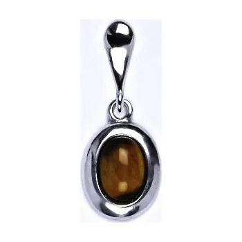 Přívěsek Zlatý přívěsek, přírodní Tygří oko 7x5 mm , bílé i žluté zlato P 1354/22