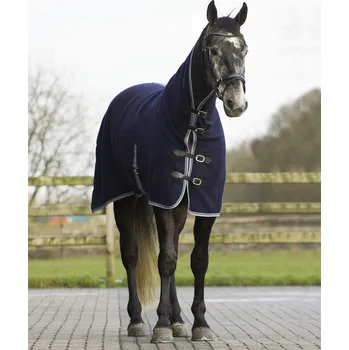Deka pro koně QHP Deka odpocovací Wool QHP, s krkem, blue Délka zad: 130 cm