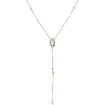 Řetízek biju Pozlacený řetízek 18k zlatem, oválky ozdobené zirkony ve tvaru písmene ypsilon 3001578