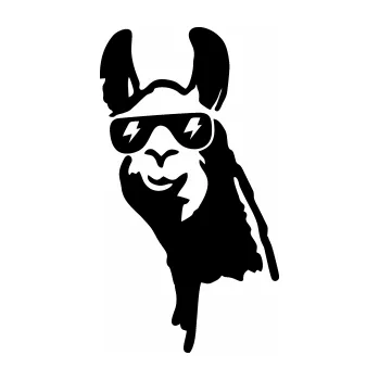 Samolepící dekorace SAMOLEPKA Lama 003 levá (01 - černá) NA AUTO, NÁLEPKA, FÓLIE, POLEP, TUNING, VLASTNÍ TEXT, TISK, AUTOSAMOLEPKY.cz, POLEPY, OBRÁZEK, LOGO, SAMOLEPKY
