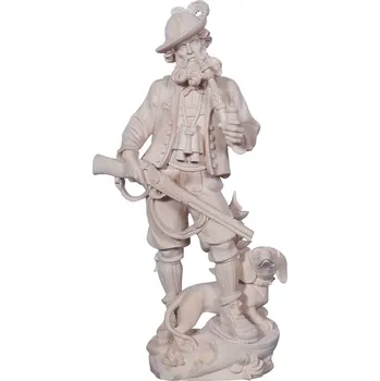 Vánoční dekorace Ornatis Myslivec s loveckým psem Provedení: Přírodní bez malování, Výška sochy včetně podstavce: 9 cm