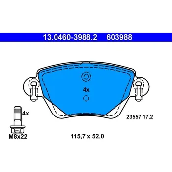 Auto-moto Sada brzdových destiček, kotoučová brzda ATE 13.0460-3988.2