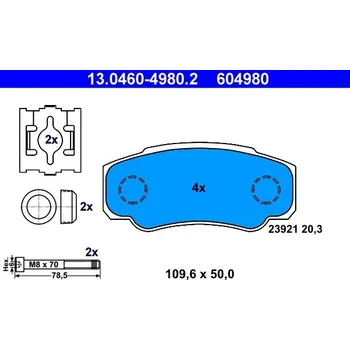 Brzdová destička Sada brzdových destiček, kotoučová brzda ATE 13.0460-4980.2