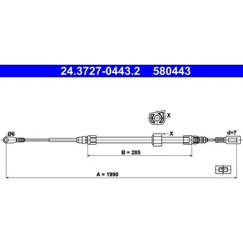 Brzdový systém Tažné lanko, parkovací brzda ATE 24.3727-0443.2