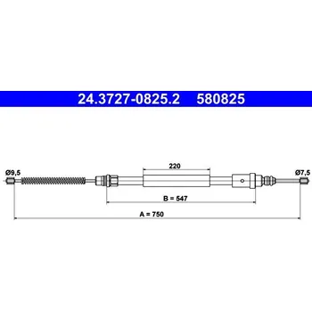 Brzdový systém Tažné lanko, parkovací brzda ATE 24.3727-0825.2