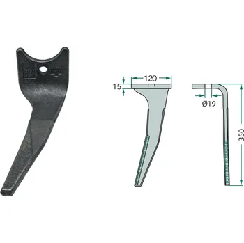 Pohon brány Hrot rotačních bran pravý pro Amazone, 6235400, -/350 mm, hřeb rotačních bran