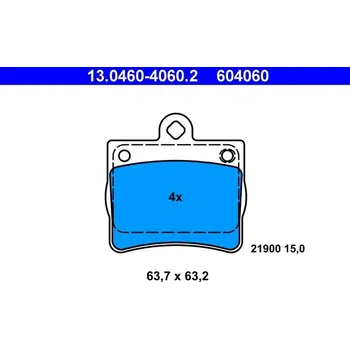Brzdový systém Sada brzdových destiček, kotoučová brzda ATE 13.0460-4060.2