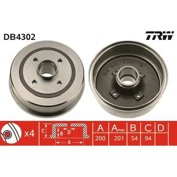 Brzdový buben Brzdový buben TRW DB4302