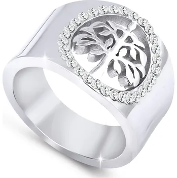Prsten biju Dámský masivní prsten z chirurgické oceli, strom života se zirkony 4000196 Velikost prstenu - obvod: 53 mm