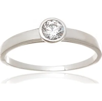 Prsten Dámský prsten z bílého zlata s čirým zirkonem PR0522F + DÁREK ZDARMA