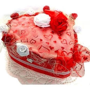 Bytová dekorace Veratex Textilní dort Valentínské Srdce jednopatrový