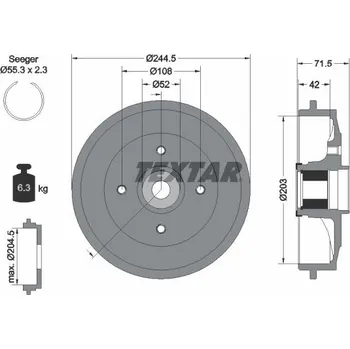 Brzdový buben Brzdový buben TEXTAR 94041200