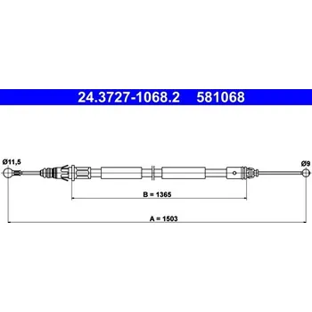 Brzdový systém Tažné lanko, parkovací brzda ATE 24.3727-1068.2