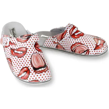 Dívčí pantofle Wooline Pantofle ortopedické kožené ROLLING STONES, dámské Velikost obuvi: 38 Limitovaná edice! Dostupné do vyprodání zásob!