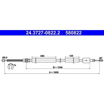 Lanko parkovací brzdy Tažné lanko, parkovací brzda ATE 24.3727-0822.2