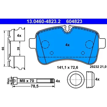Brzdová destička Sada brzdových destiček, kotoučová brzda ATE 13.0460-4823.2
